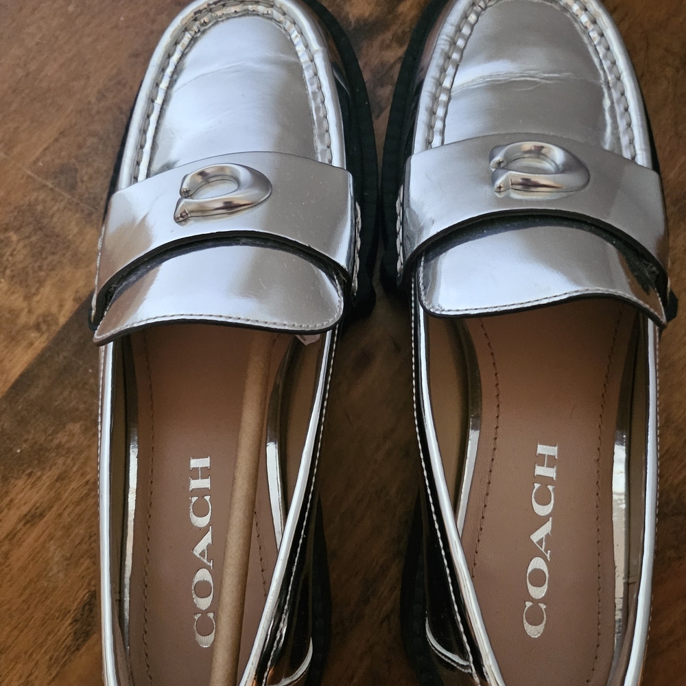 Coach Mirror Silver Women's Loafers